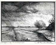 202942 Gezicht op het polderlandschap te Tienhoven, tijdens een regenbui, met het Tienhovensch Kanaal.